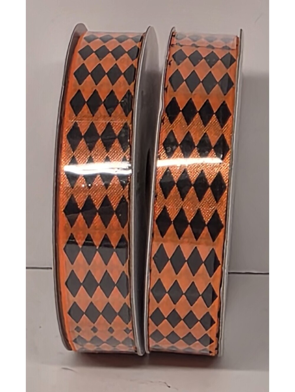 New! Harlequin Diamonds 5/8" x 9 FT Halloween Fall Craft Wreath Bows Orange